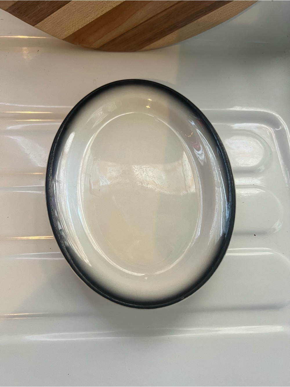 Homer Laughlin small oval platter black rim best china restaurant ware